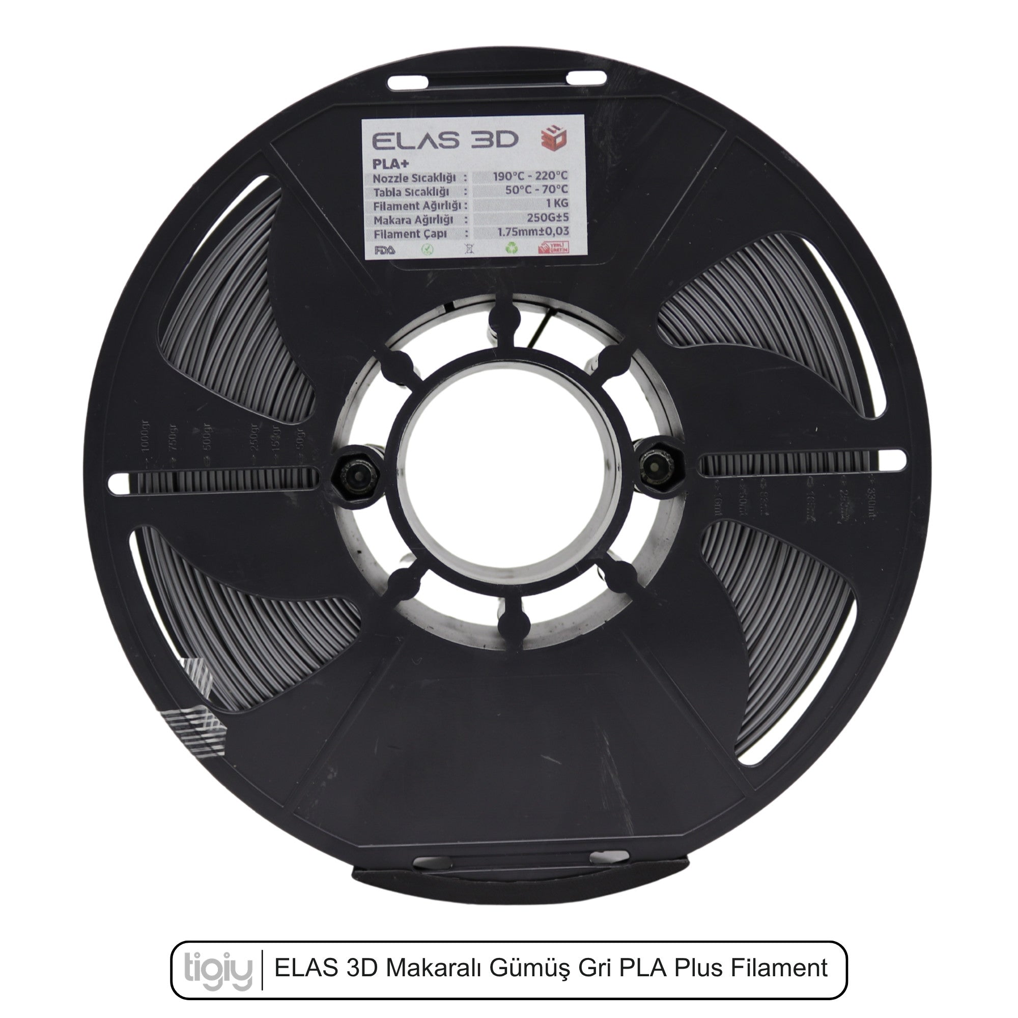 Elas3D Gümüş Gri PLA Plus Filament